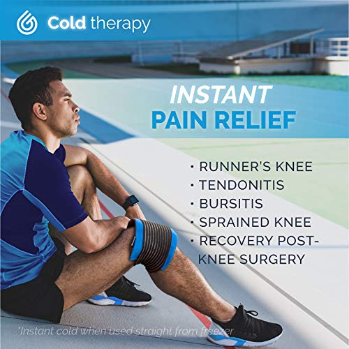 GelpacksDirect - Pack de 2 bolsas de gel para aplicar frío y calor - Con banda de compresión - Para lesiones en la rodilla