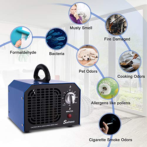 Generador de Ozono 6000 mg/ h Purificador Ozono de Aire Profesional con Temporizador de 180 min para Eliminaciónn de Olor y Desinfección