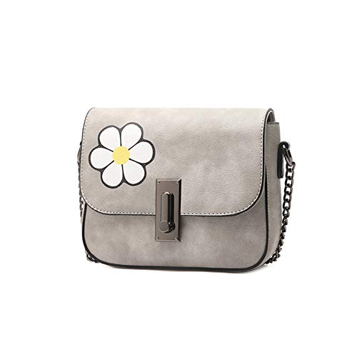 Generic 2020 - Bolso cuadrado pequeño de piel sintética para mujer, diseño de margaritas, color negro, 20 cm de ancho x 17 cm de alto x 7 cm de profundidad