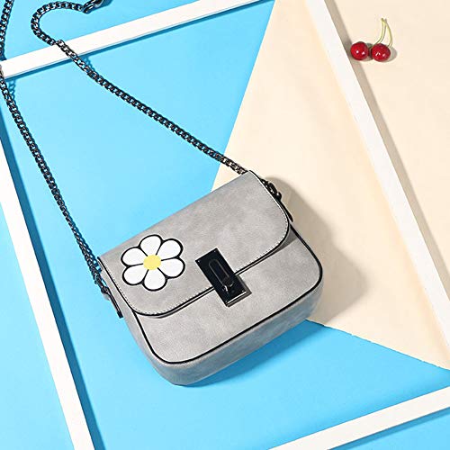 Generic 2020 - Bolso cuadrado pequeño de piel sintética para mujer, diseño de margaritas, color negro, 20 cm de ancho x 17 cm de alto x 7 cm de profundidad