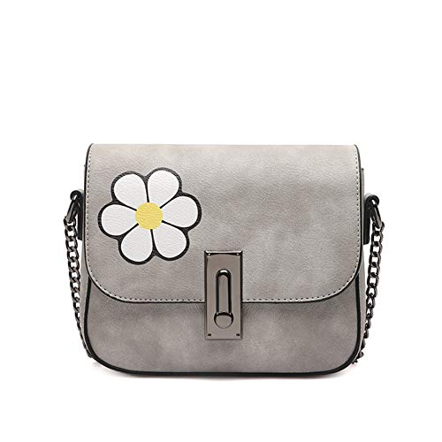 Generic 2020 - Bolso cuadrado pequeño de piel sintética para mujer, diseño de margaritas, color negro, 20 cm de ancho x 17 cm de alto x 7 cm de profundidad