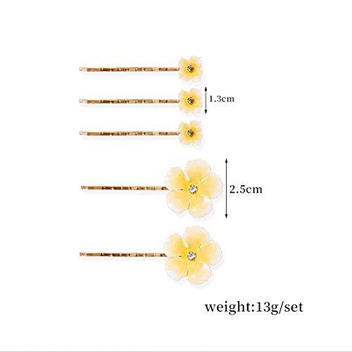 Genglass Horquillas para el pelo de boda, horquilla de flores amarillas, pinzas para el cabello doradas, accesorios para el cabello para mujeres y niñas, paquete de 5