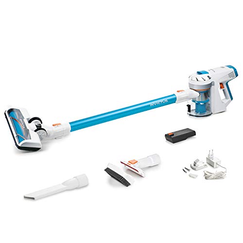 Genius Invictus X7 - Aspirador sin Bolsa con batería (13 Piezas) y Aspirador inalámbrico 2 en 1 con Potencia de aspiración de 380 W y Luces LED de Foco integradas, batería de Iones de Litio (30 min)