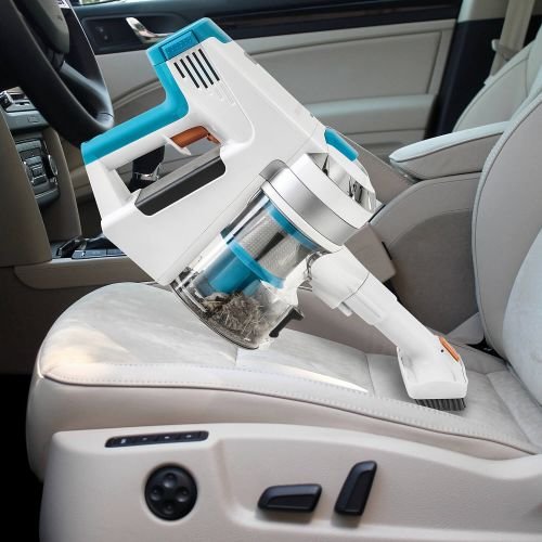 Genius Invictus X7 - Aspirador sin Bolsa con batería (13 Piezas) y Aspirador inalámbrico 2 en 1 con Potencia de aspiración de 380 W y Luces LED de Foco integradas, batería de Iones de Litio (30 min)