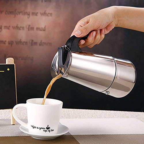 Genric 200 / 450ml Máquina de café Espresso portátil Moka Pot Acero Inoxidable con Filtro Cocina eléctrica Percolador Cafetera Cafetera Hervidor de Agua,For 3 People