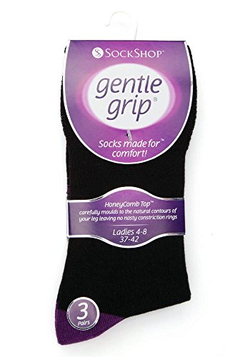 Gentle Grip - calcetines mujer sin goma colores fantasia estampados de algodon tamaño 37-42 eur (GG11)