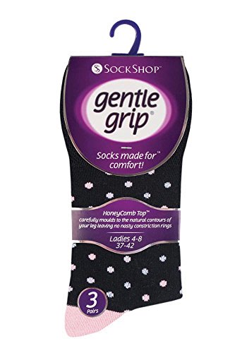 Gentle Grip - calcetines mujer sin goma colores fantasia estampados de algodon tamaño 37-42 eur (GG133)