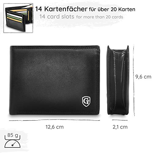 GenTo® Manhattan Protección RFID y NFC - Billetera de Hombre con Compartimento para Monedas - Cartera espaciosa - Cartera de Hombre - Cartera con Caja de Regalo