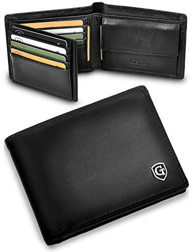 GenTo® Manhattan Protección RFID y NFC - Billetera de Hombre con Compartimento para Monedas - Cartera espaciosa - Cartera de Hombre - Cartera con Caja de Regalo