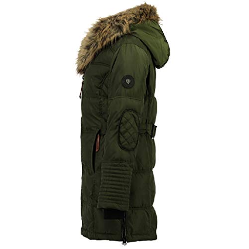 Geographical Norway Belissima - Chaqueta de invierno para mujer con capucha de piel XL caqui S