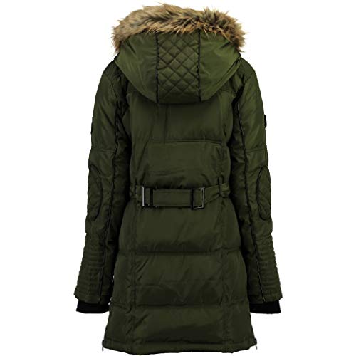 Geographical Norway Belissima - Chaqueta de invierno para mujer con capucha de piel XL caqui S