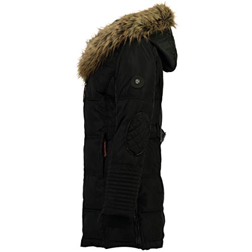 Geographical Norway Belissima - Chaqueta de invierno para mujer con capucha de piel XL negro L