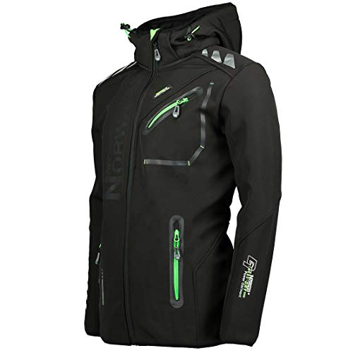 Geographical Norway - Chaqueta Rainman Turbo-Dry para hombre con tejido softshell y capucha Negro L