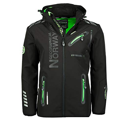 Geographical Norway - Chaqueta Rainman Turbo-Dry para hombre con tejido softshell y capucha Negro L