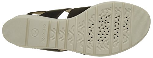 Geox D DOMEZIA B, Sandalias con Cuña para Mujer, Negro (BLACKC9999), 36 EU