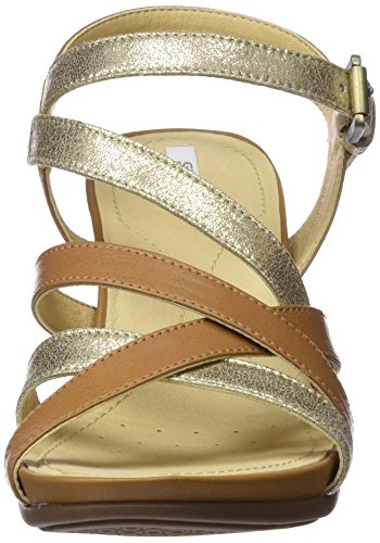 Geox D DOROTHA C, Sandalias con Plataforma Plana para Mujer, Amarillo (Curry/lt Taupe), 40 EU