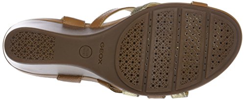 Geox D DOROTHA C, Sandalias con Plataforma Plana para Mujer, Amarillo (Curry/lt Taupe), 40 EU