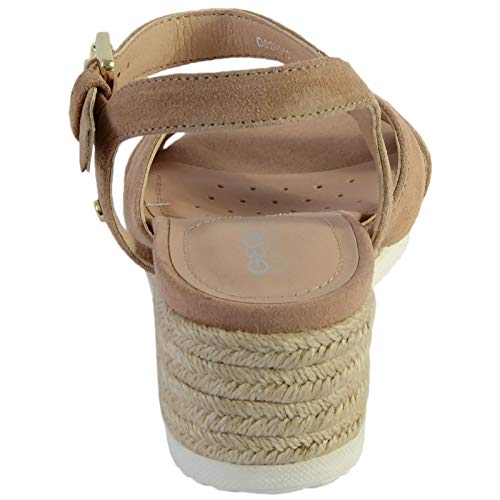 Geox D Ischia Corda C, Sandalias con Punta Abierta para Mujer, Beige (DK Skin C8191), 39 EU