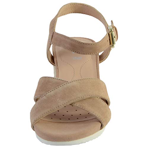 Geox D Ischia Corda C, Sandalias con Punta Abierta para Mujer, Beige (DK Skin C8191), 39 EU