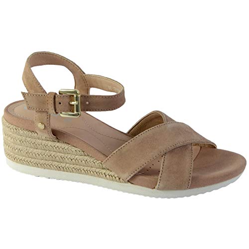 Geox D Ischia Corda C, Sandalias con Punta Abierta para Mujer, Beige (DK Skin C8191), 39 EU