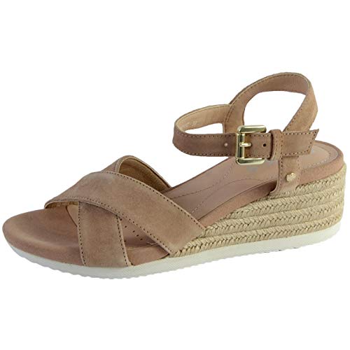 Geox D Ischia Corda C, Sandalias con Punta Abierta para Mujer, Beige (DK Skin C8191), 39 EU