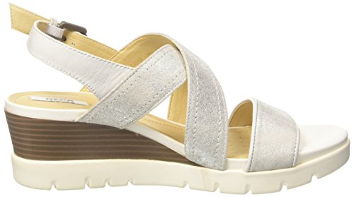 Geox D MARYKARMEN Plus B, Sandalias con Plataforma Plana para Mujer, Blanco (White), 36 EU