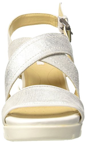 Geox D MARYKARMEN Plus B, Sandalias con Plataforma Plana para Mujer, Blanco (White), 36 EU