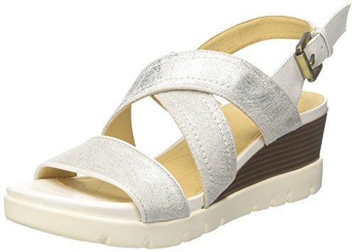 Geox D MARYKARMEN Plus B, Sandalias con Plataforma Plana para Mujer, Blanco (White), 36 EU