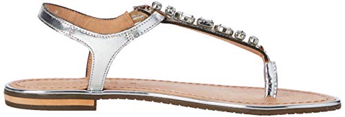 Geox D Sozy Plus E, Sandalias con Punta Abierta para Mujer, Plateado (Silver C1007), 38 EU