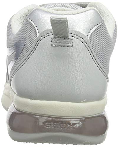 Geox J SPACECLUB Girl C, Zapatillas para Mujer, Silver (Grey/Silver C0570), 36 EU