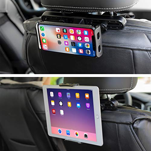 GERETIN Soporte Tablet para Coche Soporte para Tablet Soporte para Reposacabezas de Coche Pulgadas 360ºpara Asiento Trasero Soporte para Tablet,iPad,Samsung Tab,iPhone,Huawei,Otras Tablets(5-13")