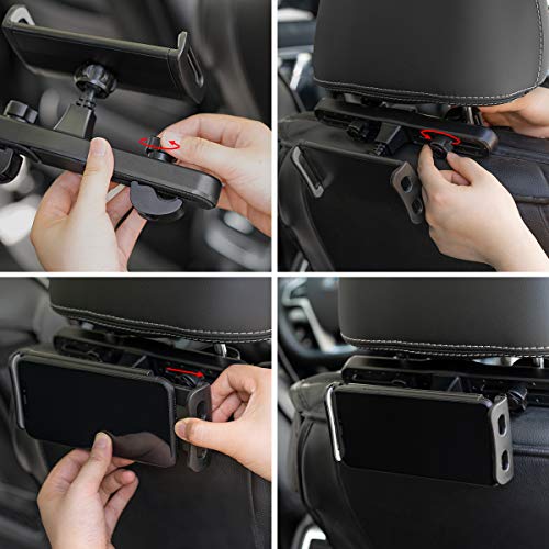 GERETIN Soporte Tablet para Coche Soporte para Tablet Soporte para Reposacabezas de Coche Pulgadas 360ºpara Asiento Trasero Soporte para Tablet,iPad,Samsung Tab,iPhone,Huawei,Otras Tablets(5-13")