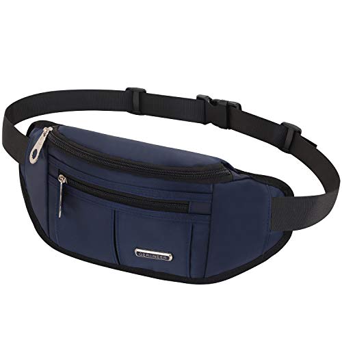 GERIINEER Riñoneras Mujer Hombre Deportiva Running，Riñonera Cinturón Corriendo Impermeable 3 Bolsillos con Cremallera，Bandolera para Hombre Mujer (Azul Oscuro)