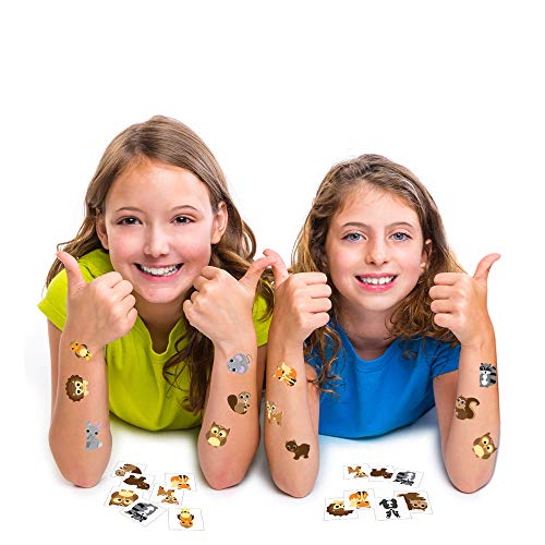 German Trendseller® - 72x Woodland Tatuajes Niños - Conjunto┃ Nuevo┃Fiesta del Tatuaje┃Cumpleaños Niños┃Encáustico┃ Pequeños y Lindos Animales del Bosque┃72 Tatuajes