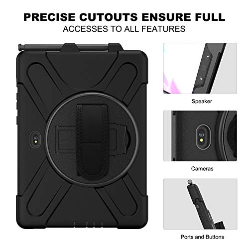 Gerutek - Funda para Samsung Galaxy Tab Active Pro 10.1 (10.1 pulgadas, SM-T540/T545/T547, resistente, resistente a los golpes, con soporte y correa para la mano y el hombro, color negro