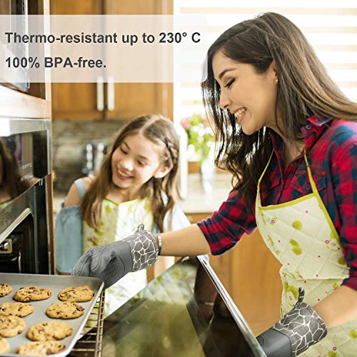 Gesentur Guantes y agarraderas para Horno, Guantes Resistentes al Calor, Guantes de Silicona Antideslizantes, para cocinar, Hornear, Asar a la Parrilla (Gray)