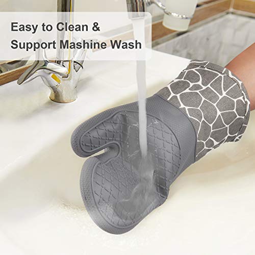 Gesentur Guantes y agarraderas para Horno, Guantes Resistentes al Calor, Guantes de Silicona Antideslizantes, para cocinar, Hornear, Asar a la Parrilla (Gray)