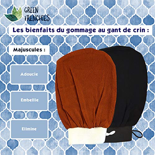 G.F. Guantes exfoliantes para cuerpo Kessa, guantes de exfoliación Kessa, 2 juegos de guantes de crin para hammam, guante de fricción natural