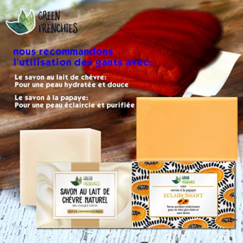 G.F. Guantes exfoliantes para cuerpo Kessa, guantes de exfoliación Kessa, 2 juegos de guantes de crin para hammam, guante de fricción natural