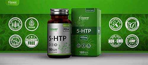 GH 5HTP 400mg 180 Capsulas Veganas de Alta Resistencia | 5 HTP Extracto de Semilla de Griffonia Simplicifolia | Pastillas para Dormir Bien | Reduce Estres y Aumenta la Energia | Sin OGM
