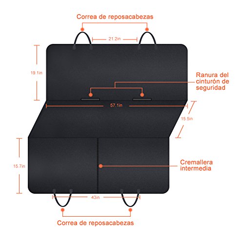 GHB Cubierta Universal Protector Impermeable de Tapicería de Coche para Perros Mascotas y Viajes con Hebilla de Seguridad