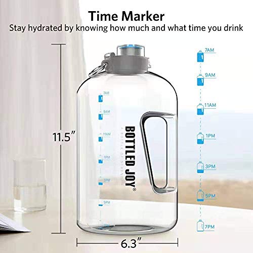 GHONLZIN Botella de Agua Deportiva, 2.5 L Water Bottle con Marcador de Tiempo Apto para Lavavajillas Sin BPA para el Athletic (2.5 L/88OZ)