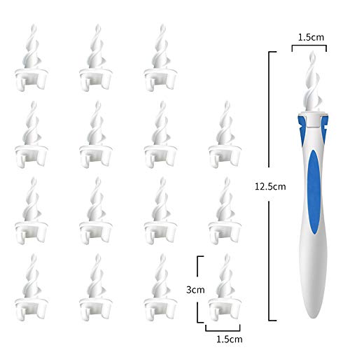 GiantGo 2X Limpiador de Orejas Limpiador de Oídos Espiral, Permite un Fácil y Limpieza Suave del Cerumen de Las Orejas con 32 Piezas de Puntas Lavables