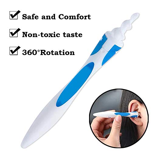 GiantGo 2X Limpiador de Orejas Limpiador de Oídos Espiral, Permite un Fácil y Limpieza Suave del Cerumen de Las Orejas con 32 Piezas de Puntas Lavables