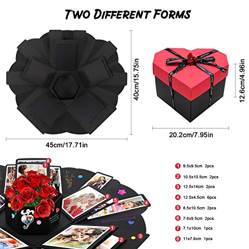 Gifort Caja Sorpresa, Caja de Regalo Creative Explosion Box para DIY Photo Álbum Scrapbook Forma de Corazón para Mujer Hombre Cumpleaños Aniversario Boda de San Valentín