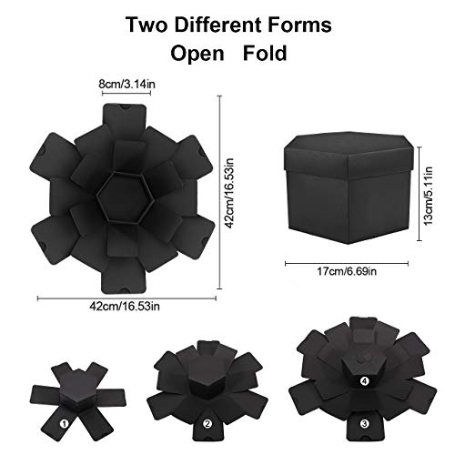 Gifort Explosion Box, Creative DIY Photo Album de Accesorios, Hecho a Mano Sorpresa Explosión Caja de Regalo Amor Memoria para cumpleaños Aniversario Boda San Valentín Día de la Madre Navidad