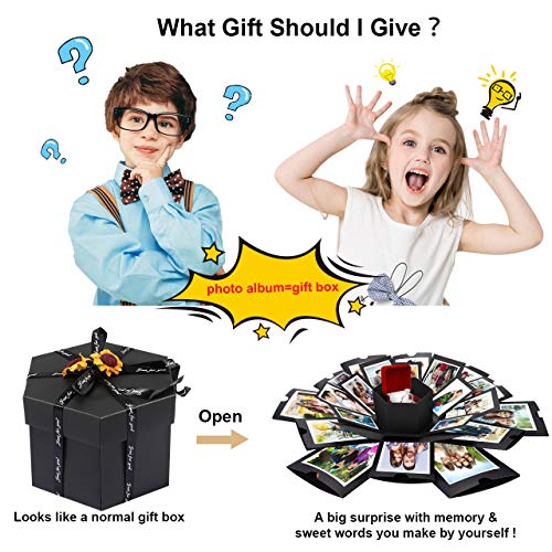 Gifort Explosion Box, Creative DIY Photo Album de Accesorios, Hecho a Mano Sorpresa Explosión Caja de Regalo Amor Memoria para cumpleaños Aniversario Boda San Valentín Día de la Madre Navidad
