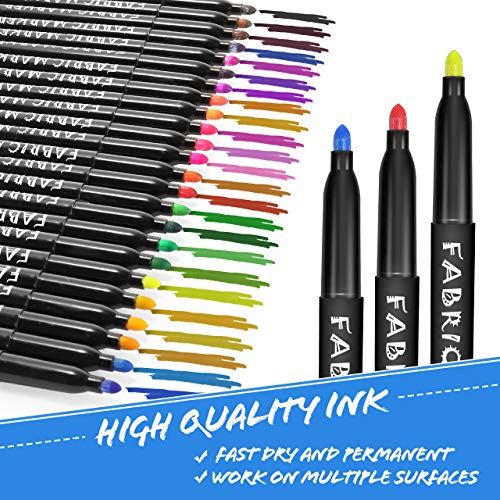 Gifort Rotuladores para Tela Permanentes, 24 Colores Marcadores Textiles Sin Sangrado y No Tóxico para Niños Adultos Regalos Artesanales, Camisetas, Jeans, Zapatos, Bolsos