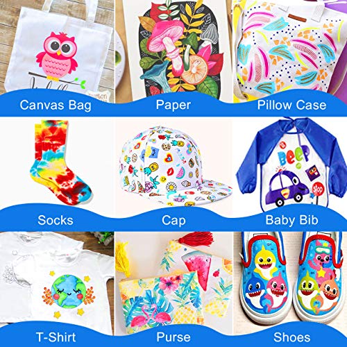 Gifort Rotuladores para Tela Permanentes, 24 Colores Marcadores Textiles Sin Sangrado y No Tóxico para Niños Adultos Regalos Artesanales, Camisetas, Jeans, Zapatos, Bolsos