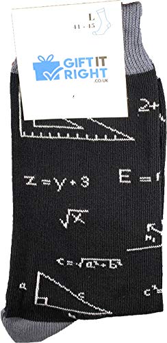 Gift It Right Regalo Que Las Matemáticas Y La Física Adecuados Calcetines- Gran Tamaño De Uk 8-11 Eu 41-45 De Matemáticas, Profesores Y Estudiantes De Física Frikis De La Ciencia De Algodón Peinado